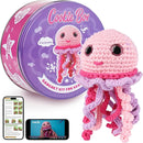 Cookie Box Crochet Kit for Beginners - Learn to Craft Amigurumi Stuffed Animals - Knitting Gift for Kids and Adults - Beginner-Friendly Yarn - Stitch-by-Stitch Video Tutorial - Jellyfish Jenny by TinyTreasures Baby Boutique
