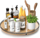 18" Lazy Susan Oak Wood Turntable Organizer for Cabinet, Farmhouse Round Wooden Large Lazy Susan Organization and Storage for Dining Table, Pantry, Kitchen, Countertop, Cupboard, Home Decor by CozyNest Decor