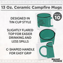 DISCOUNT PROMOS Custom Ceramic Campfire Coffee Mugs 13 oz. Set of 10, Personalized Bulk Pack - Perfect for Tea, Espresso, Cappuccino, Hot Cocoa - Mint by TinyTreasures Baby Boutique
