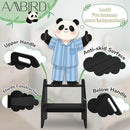 AMBIRD Wooden Step Stool, 15.75'' H Potty Training Toddler 300 lbs Capacity with Safety Non-Slip Pads and Handles, Step Stools for Kids, Bamboo 2-Step Stool for Bathroom, High Beds (Black) by TinyTreasures Baby Boutique