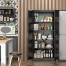 Kitchen Pantry Cabinet,71”Black Metal Pantry Storage Cabinet with Doors and 4 Adjustable Shelves,Kitchen Cabinet with 2 Gold Handles,Tall Cabinet for Livingroom,Pantry, Bathroom by CozyNest Decor