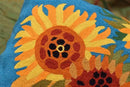 Turquoise Van Gogh Sunflower Pillow Cover Teal Floral Sofa Pillowcase Flower Chair Cushion Accent Throw Flowery Outdoor Pillows Farmhouse Couch Handmade Wool Size 18x18 by CozyNest Decor