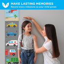 WISE OWL Personalized Growth Chart for Kids - Height Wall Chart for Boys with Peel & Stick Letters for Name - Hanging Canvas Wall Measurement Height Tracker for Baby Gift (Vehicles) by TinyTreasures Baby Boutique