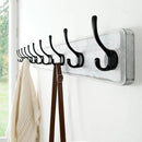 Dseap Coat Rack Wall Mount: 38-1/4" Long, Patented, Heavy-Duty, 10-Double-Hooks Wooden Hanger Rail for Winter Coats Hat Jacket Clothing, White & Black by CozyNest Decor