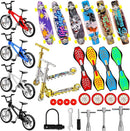 Skylety 31 Pieces Mini Finger Toys Set for Boy Girl Includes 6 Finger Skateboards, 4 Bikes, 2 Mini Scooters 4 Swing Board 8 Matched Wheels 7 Tool Accessories Educational Toy Party Favor(Novel) by TinyTreasures Baby Boutique