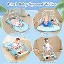 2 in 1 Baby Play Gym with Walker for Newborn, Baby Play Mat Activity Gym with 4 Infant Learning Sensory Tummy Time Mat for Infant Christmas Gifts Adjustable Height (Blue) by TinyTreasures Baby Boutique