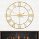 LEIKE Large Modern Wall Clocks,32" Gold Metal,Rustic,Round,Nearly Silent,Little Ticking,Battery Operated Roman Numerals Clock for Living Room/Bedroom/Kitchen Wall Decor-(Gold, 80cm) by CozyNest Decor