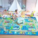 Chicrug 5x8 Car Road Area Rug for Kids Playroom Bedroom, Non Slip Low Pile Washable ABC Alphabet Carpet for Classroom, City Track Play Mat for Toddler Children Nursery Baby Room Decor, Blue by TinyTreasures Baby Boutique