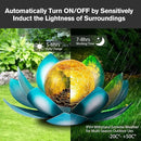 Solar Light Outdoor(2Pack), Art Crackle Globe Glass Lotus Decoration, Solar LED Waterproof Blue Metal Flower Lights for Patio,Lawn,Walkway,Tabletop by CozyNest Decor