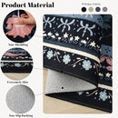 Bedroom Rug 3x5 Rug Washable Area Rug Non Slip Low Pile Vintage Floral Botanical Small Carpet for Bedroom, Bedside, Kitchen, Entryway, Kids Room, Office, Black by TinyTreasures Baby Boutique