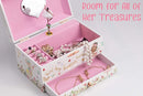 The Memory Building Company Ballerina Musical Jewelry Box, Classic Melody, Storage Organizer Kids Ages 6-12, Wood Construction w/ 2 Compartments by TinyTreasures Baby Boutique