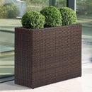 LEWIS&WAYNE Tall Planters for Outdoor Plants Handmade Wicker Large Rectangular Block Planter Box with Removable Liners Modern Planter for Indoor Outdoor Patio Deck - Brown by CozyNest Decor