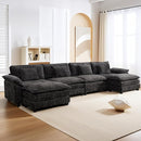 URRED Modular Sectional Sofa Comfy Cloud Couch, Modern Chenille Sofa Sleeper Deep Seat Couches with Ottoman/Pillows for Living Room (Black, 154'' - U Shape) by CozyNest Decor