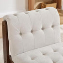 Modern Armless Accent Chair Set of 2 for Living Room, Beige Linen Button Tufted Upholstered Lounge Reading Chair with Walnut Wood Frame by CozyNest Decor