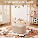 OIAHOMY 13 Kallax Inch Cube Storage Bins, 3-Pack Cotton Rope Woven Baskets for Organizing, Kallax Insert Storage Baskets for Shelves, Baby Nursery, Closet Organizer, 15*13*12.6IN, Brown & White by TinyTreasures Baby Boutique
