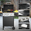 MASTER COOK 3 Burner BBQ Propane Gas Grill, Stainless Steel 30,000 BTU Patio Garden Barbecue Grill with Two Foldable Shelves by GreenHaven Gardens