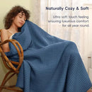 PHF Ultra Soft Waffle Weave Blanket King Size 104"x 90"- Washed Lightweight Breathablee Cozy Woven Blanket - Great for Couch Bed Sofa Home Car - Navy Blue by CozyNest Decor