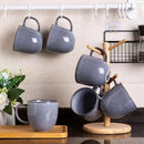 AmorArc 12oz Coffee Mugs, Ceramic Coffee Mugs set of 4 for Man, Woman, Dad, Mom, Modern Coffee Mugs with handle for Latte/Cappuccino/Milk/Cocoa. Dishwasher&Microwave Safe, Gray-Reactive Glaze by CozyNest Decor