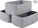 3 Pack Small Storage Baskets for Organizing, Cute Woven Decorative Gift Baskets for Shelves, Mini Closet Organizer Bins with Handles, 11.81''Lx7.87''Wx4.72''H-Grey by CozyNest Decor