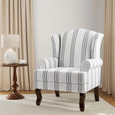 Accent Chair, High Back Upholstered Armchair with High Resilience Sponge & Wood Legs, Mid-Century Modern Comfy Single Sofa Reading Chairs for Living Room, Bedroom (Stripe Navy, Set of 1) by CozyNest Decor