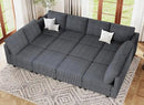 Belffin Oversized 12 Seat Modular Sectional Sleeper Sofa Convertible Sofa with Storage Seat Large Corduroy Modular Sectional Couch for Living Room Dark Grey by CozyNest Decor