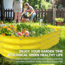 Raised Garden Bed 4x2x1ft Large Galvanized Raised Garden Beds Kit 1Pack Outdoor Yellow Planter Box with Rubber Stripe and Safety Gloves for Vegetables, Fruits, Flowers by GreenHaven Gardens