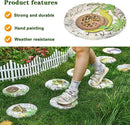 Sungmor 3PC Pretty Garden Stepping Stones, 9.8" Large Concrete Decorative Stones with Beautiful Pattern, Unique Outdoor Lawn Accents, Yard Walkway Flower Bed Wall Shelf Welcome Friends Decorations by CozyNest Decor