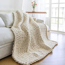 Chunky Knit Blanket - Luxury Soft Cozy 61 * 79 Bold Throw Blanket,100% Woven Blanket Rope Knot Throw Blanket for Couch, Sofa, Home Decor, Gift - Machine Washable（Cream） by CozyNest Decor