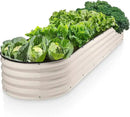 Galvanized Raised Garden Beds Outdoor // 8×2×1 ft Planter Raised Beds for Gardening, Vegetables, Flowers // Large Metal Garden Box (White) // Patented Tool-Free Design by GreenHaven Gardens
