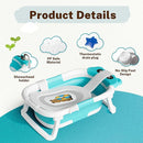 AVIDOR Baby Bathtub,Collapsible Bathtub for Newborn to Toddler,Durable Essential Infant Bath Tub,Portable Travel Baby Bathtub with Soft Cushion,No-Slip Hanging and Detachable Bathtub(Blue) by TinyTreasures Baby Boutique