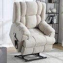 Power Lift Recliner Chair with Massage and Heat for Elderly People, Dual Motor Electric Lift Chair with Power-Remote, Medium-Firm and Heavy Duty, Chenille Fabric - Beige by CozyNest Decor