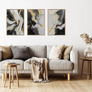 HLNIUC Abstract Gold and Black Framed Canvas Wall Art,Large Neutral Black and White Wall Decor Set of 3(16”x24”)Modern Gold Foil Framed Painting,Textured Marble Fluid Art Print for Living Room,Bedroom by CozyNest Decor