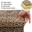 ALASDO Ottoman Storage Ottoman Footrest Stool Small Ottoman with Storage Foldable Ottoman Foot Rest Footstool Bench for Living Room 17x13x13inches Leopard Print by CozyNest Decor
