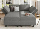 Bellfin Modular Sectional Sleeper Sofa Convertible Sofas with Storage Ottomans Small Sectional Couches for Living Room. Light Grey Couch by CozyNest Decor
