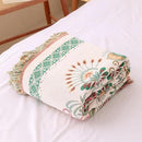 Snycler Cotton Bed Throw with Tassels, Double-Sided Bohemian Spring Flowers Plants Throws for Sofas, 60x80 inch Woven Warm Blanket for Single Sofa, Bedspread and Settee Couch Travel Green by CozyNest Decor