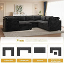 HOOOWOOO Modular Sectional Sofa,8 Pieces Sectional Couches for Living Room,131X98 G Shaped Cloud Couch with Ottoman Chaise(Black Velvet Corduroy) by CozyNest Decor