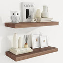 Fun Memories 24 Inch Floating Shelves for Wall, 9 Inch Deep Walnut Rustic Wood Wall Mounted Shelves for Bathroom, Kitchen, Living Room, Set of 2 by CozyNest Decor