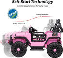 2 Seater Ride on Car Truck, 12V Kids Electric Ride on Toy for Big Kids Age 3-8 w/Remote Control- Light Pink by TinyTreasures Baby Boutique