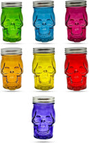 Generic 14 oz Colorful Skull Glass Mason Jar – Mix & Match 7 Vibrant Colors, Large & Durable! (Red)