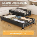 Under Bed Storage Containers with Wheels, 80L Extra-large Underbed Shoe Storage Organizer 2 Pack with Removable Lids, Large Rolling Under Bed Storage Dresser Drawers for Clothes Shoes Blankets by CozyNest Decor