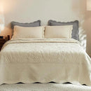 MarCielo 3-Piece 100% Cotton Oversized Bedspread Lightweight Quilt Coverlet Embroidery Farmhouse Bedding Set T0 (Yellowish Beige, Oversized Queen (100"x106")) by CozyNest Decor