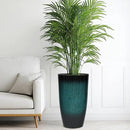 23.6" H Large Tall Outdoor Planters, Set of 2 Plastic Large Flower Pots for Outdoor Plants, with Gradient Turquoise Finish, Weather-Resistant for Porch, Garden, Patio or Indoor Use by CozyNest Decor