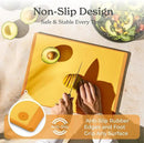 SMIRLY Plastic Cutting Board Set with Holder 4 Pieces, Non-Slip Dishwasher Safe Chopping Boards for Kitchen, Yellow by CozyNest Decor