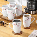 VEWEET Large Coffee Mugs Set of 6, 16 OZ Coffee Cups Set with Handle, Floral Mug Sets Ceramic Cup Set for Kitchen, Microwave& Dishwasher Safe, Series ANNIE by CozyNest Decor