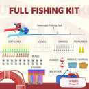 Kids Fishing Pole, Telescopic Fishing Rod, Toddler Collapsible Fishing Rod and Reel Combo with Tackle Box, Fishing Line, Bobber, and Soft Lures for Boy, Girl, Youth, Beginner, Over 4 Years Old by TinyTreasures Baby Boutique