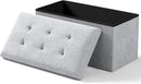 Storage Ottoman Bench, Folding Ottoman Foot Rest, 15 x 30 x 15 Inches, End of Bed Bench, Storage Chest, for Living Room, Bedroom, Hallway, Entryway, Light Gray by CozyNest Decor