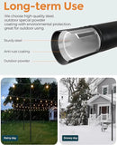 LAND·VOI Metal String Light Poles for Outside Hanging - Backyard, Garden, Patio, 4 Pack Lighting Stand with Adjustable Height for Outdoor Parties, Wedding, Extra-Long 5-Prong Claws, (9.6FT) FLP04B by GreenHaven Gardens
