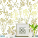 Dimoon 393"x17.3" Floral Wallpaper Peel and Stick Flowers Golden White Contact Paper Thicken Waterproof Modern Self Adhesive Plants Wallpaper Removable Wall Paper Shelf Vinyl Roll by GreenHaven Gardens