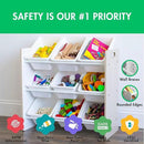 Humble Crew 9-Bin Toy Organizer – Hampton Sandwashed with White Plastic Bins, 3-Tier Storage Solution for Kids' Playrooms and Nurseries by CozyNest Decor