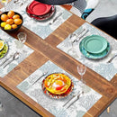 Summer Linen Placemats Set of 4 Nautical Coastal Theme Washable Non-Slip Heat Resistant Table Place Mat 12×18 Inch Ocean Beach Blue Grey Coral Starfish Place Mats for Kitchen Dining Table by CozyNest Decor